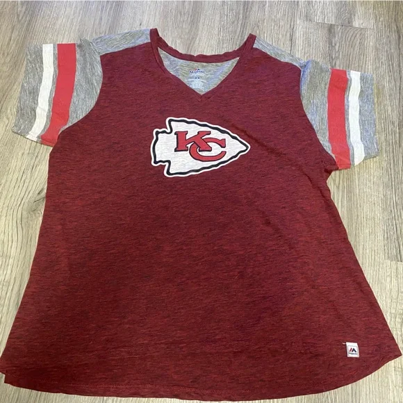 KC Chiefs NFL Team Apparel Raglan T Shirt Kansas City Football Womens 2XL - Picture 1 of 5